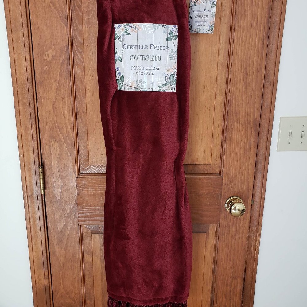 Chenille Fringe Soft Plush Throw. 50" x70